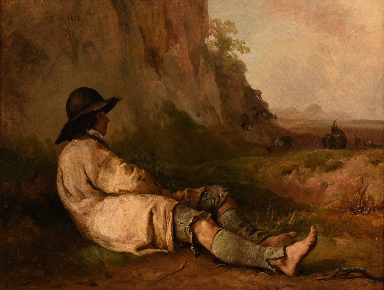 Shepherd Resting Near a Rock by Jacques Raymond Brascassat