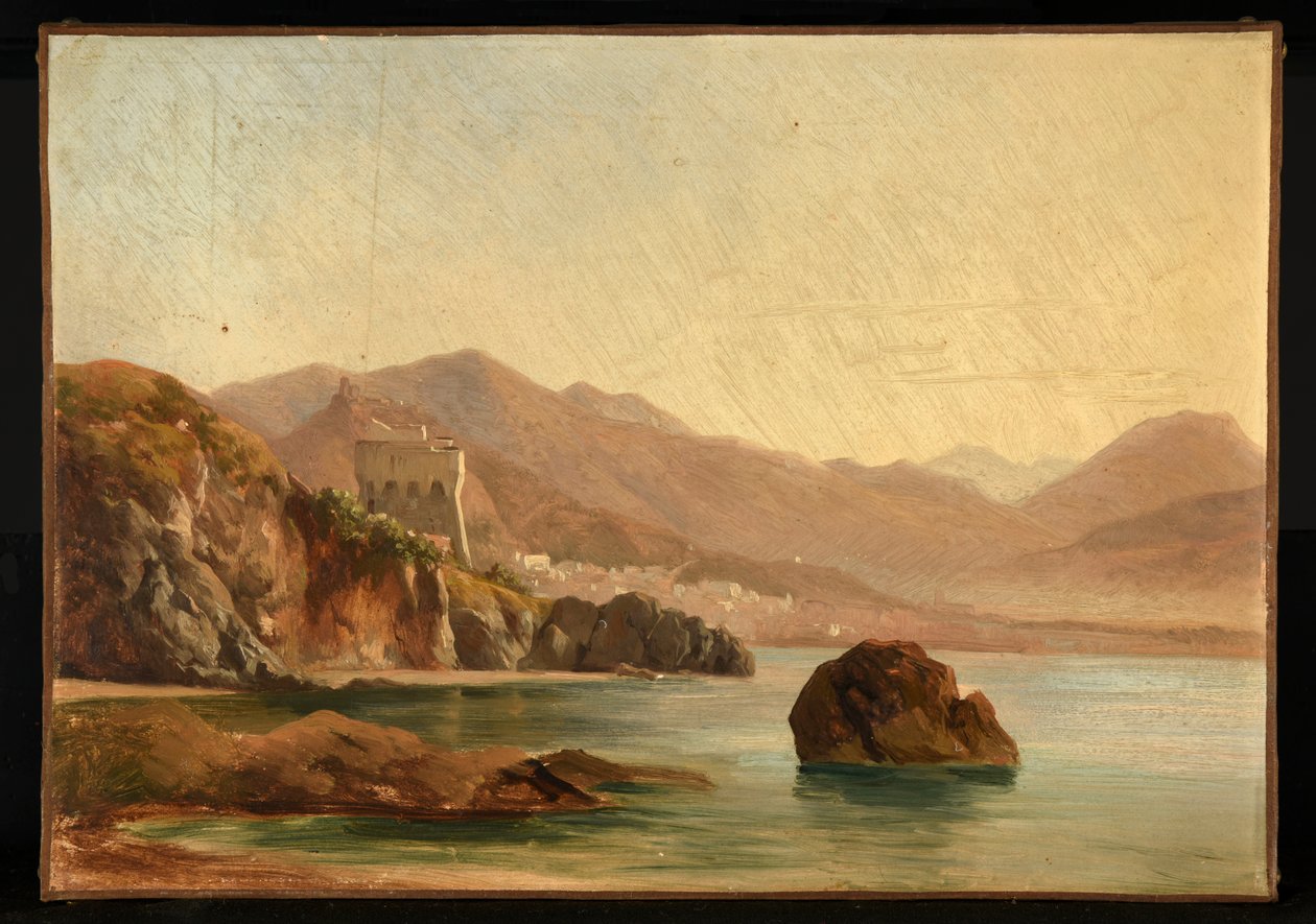 Lake Surrounded by Rocks by Jacques Raymond Brascassat
