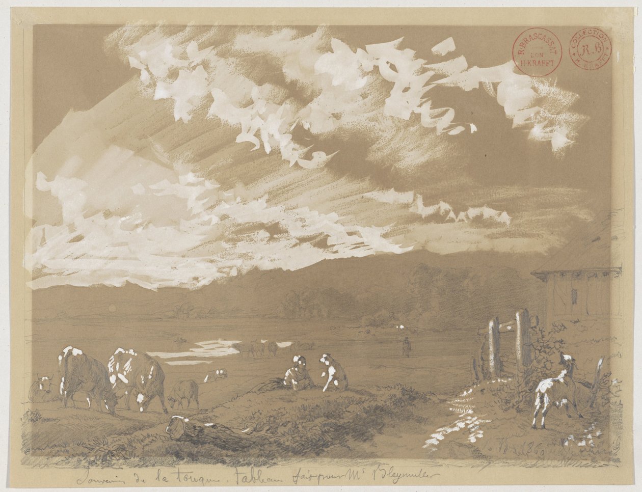 Landscape with Woman and Dog by Jacques Raymond Brascassat