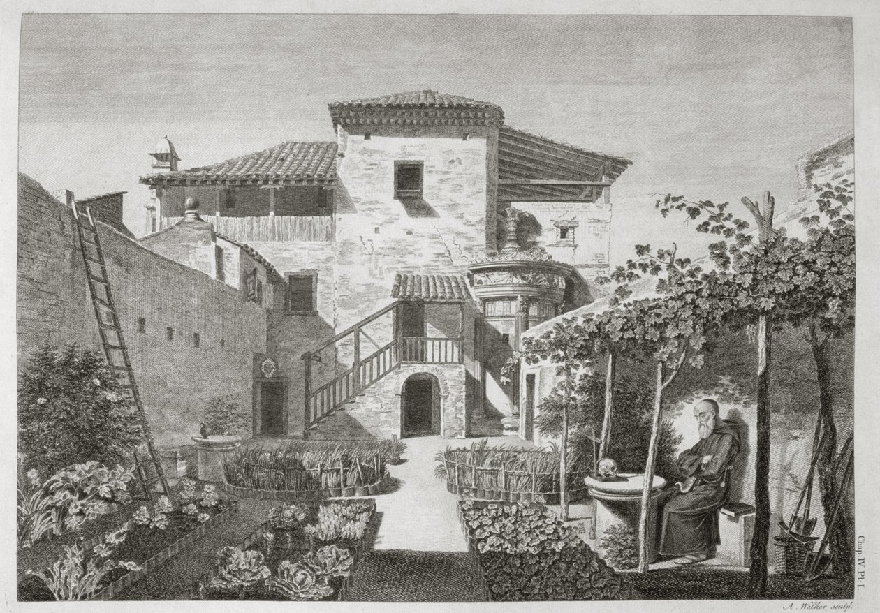 The Monument of Lysicrates in the garden of the Capuchin monastery, Athens by after James Stuart and Nicholas Revett
