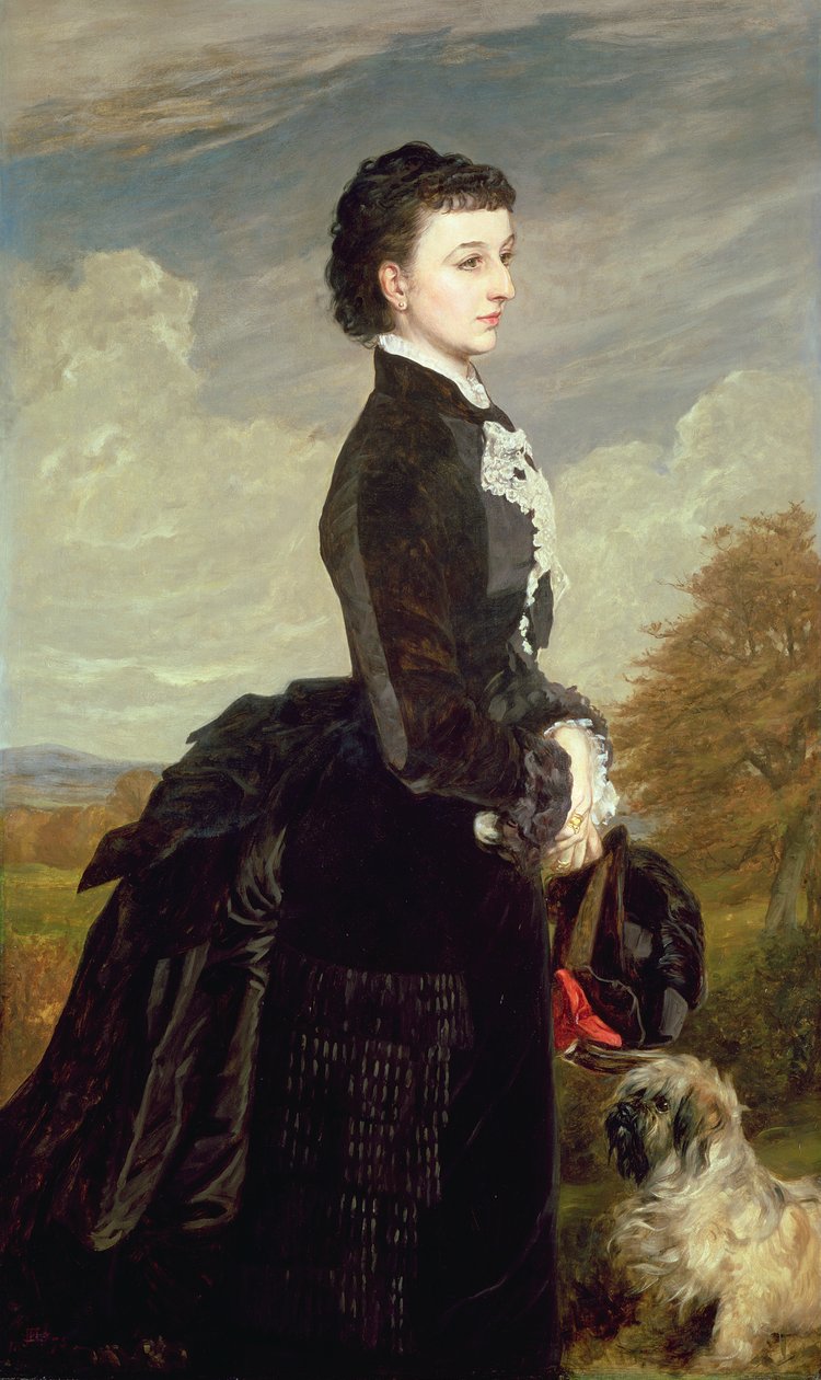 Portrait of a Lady in Black with a Dog, 1875 by James Archer