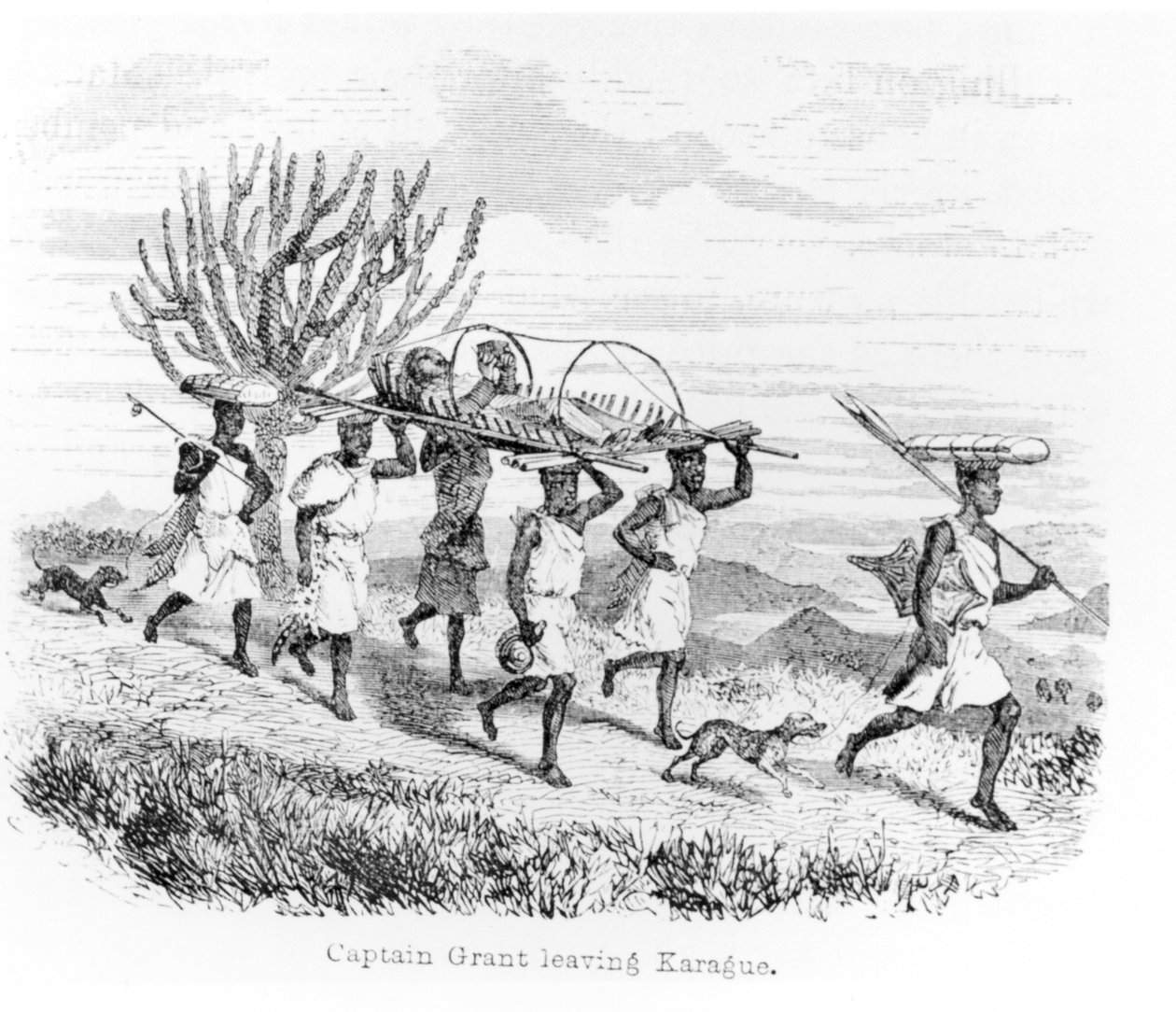 Captain Grant Leaving Karague by Stretcher, from 