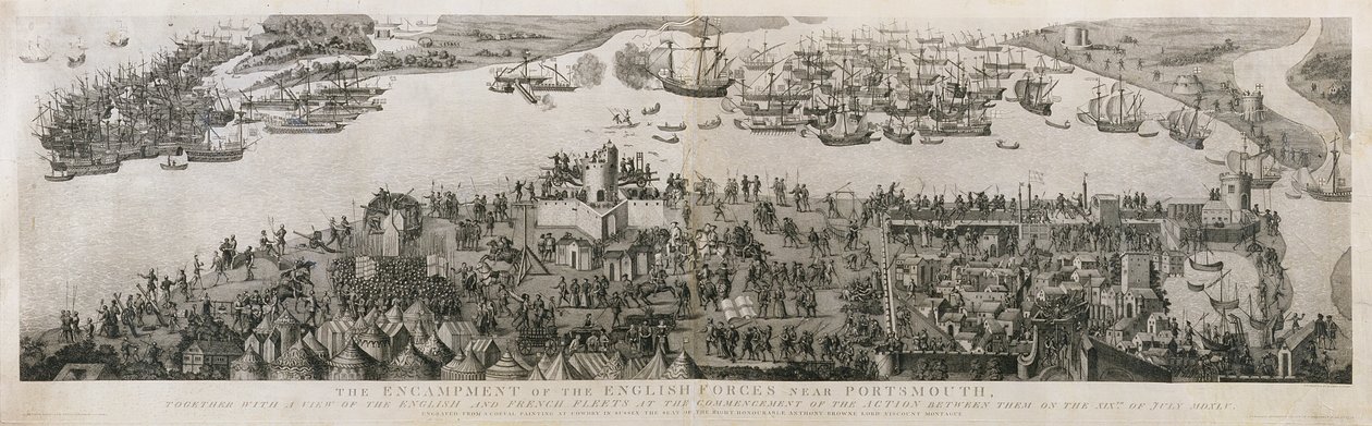 The Encampment of the English Forces near Portsmouth during the Battle of the Solent by James Basire