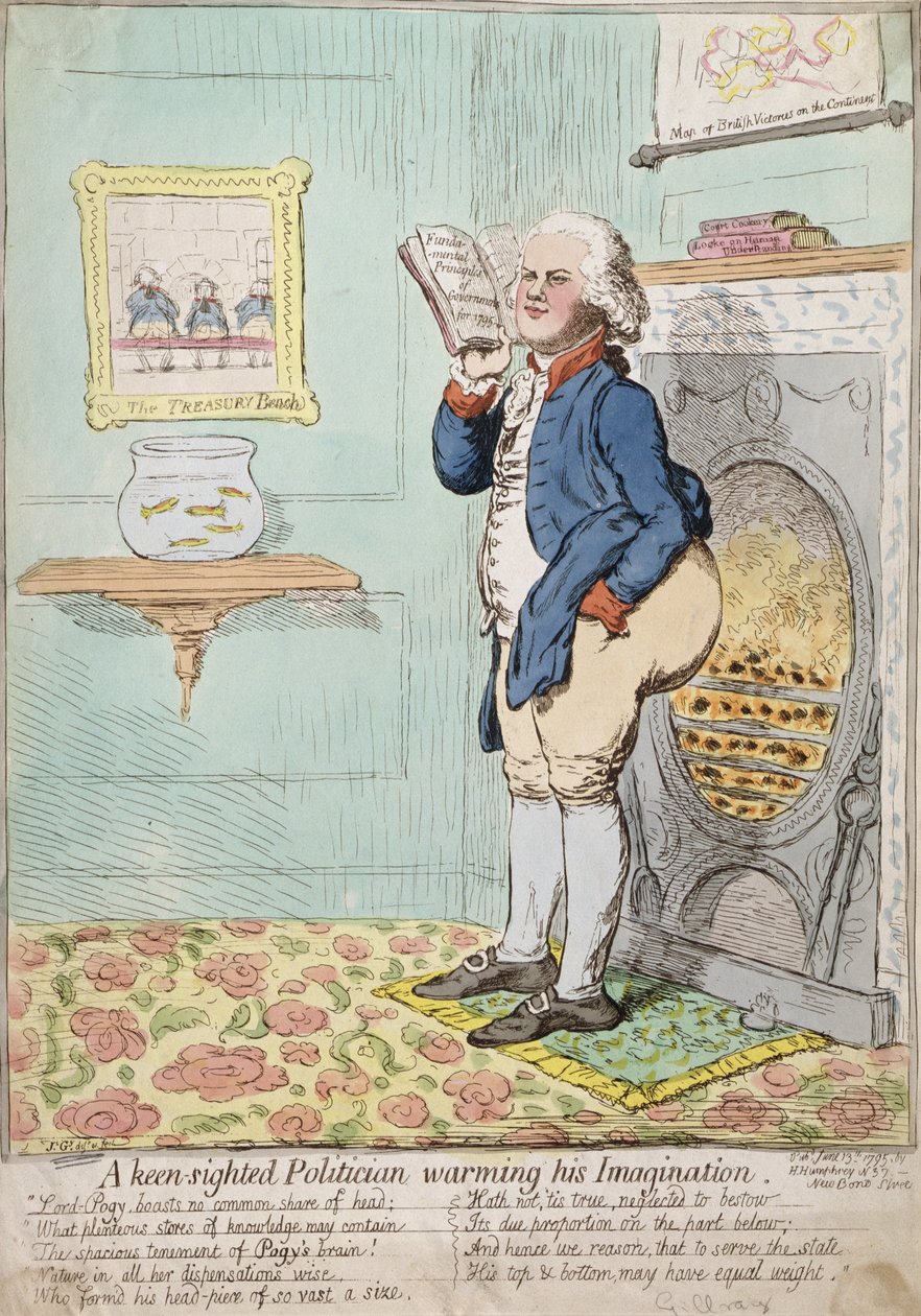 A keen sighted Politician warming his Imagination, published by Hannah Humphrey in 1795 by James Gillray