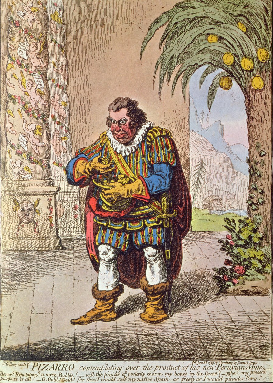 Caricature of Pizarro Contemplating the Product of His New Peruvian Mine by James Gillray