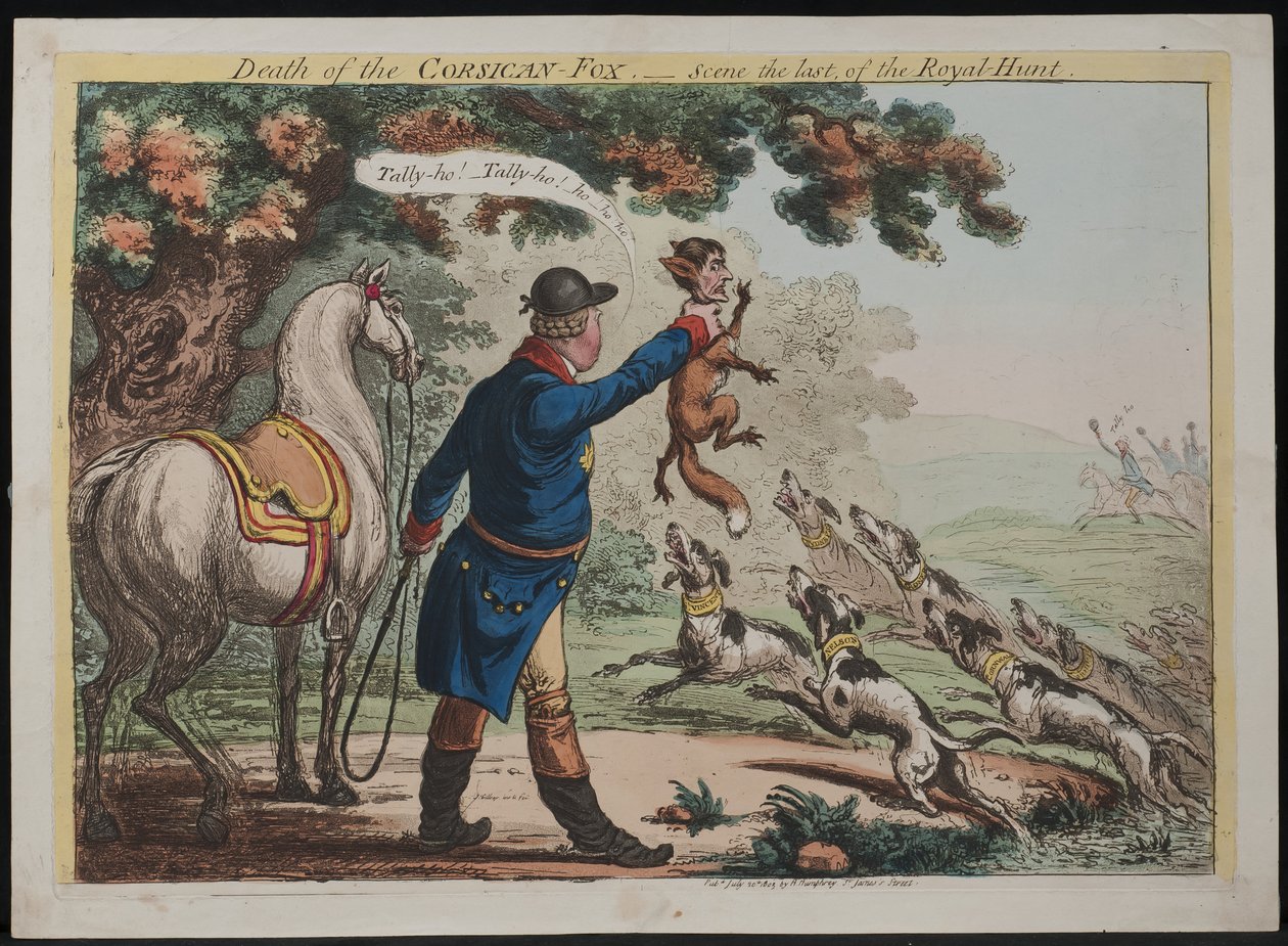 Death of a Corsican Fox – Scene the last of the Royal-Hunt, 1803 by James Gillray