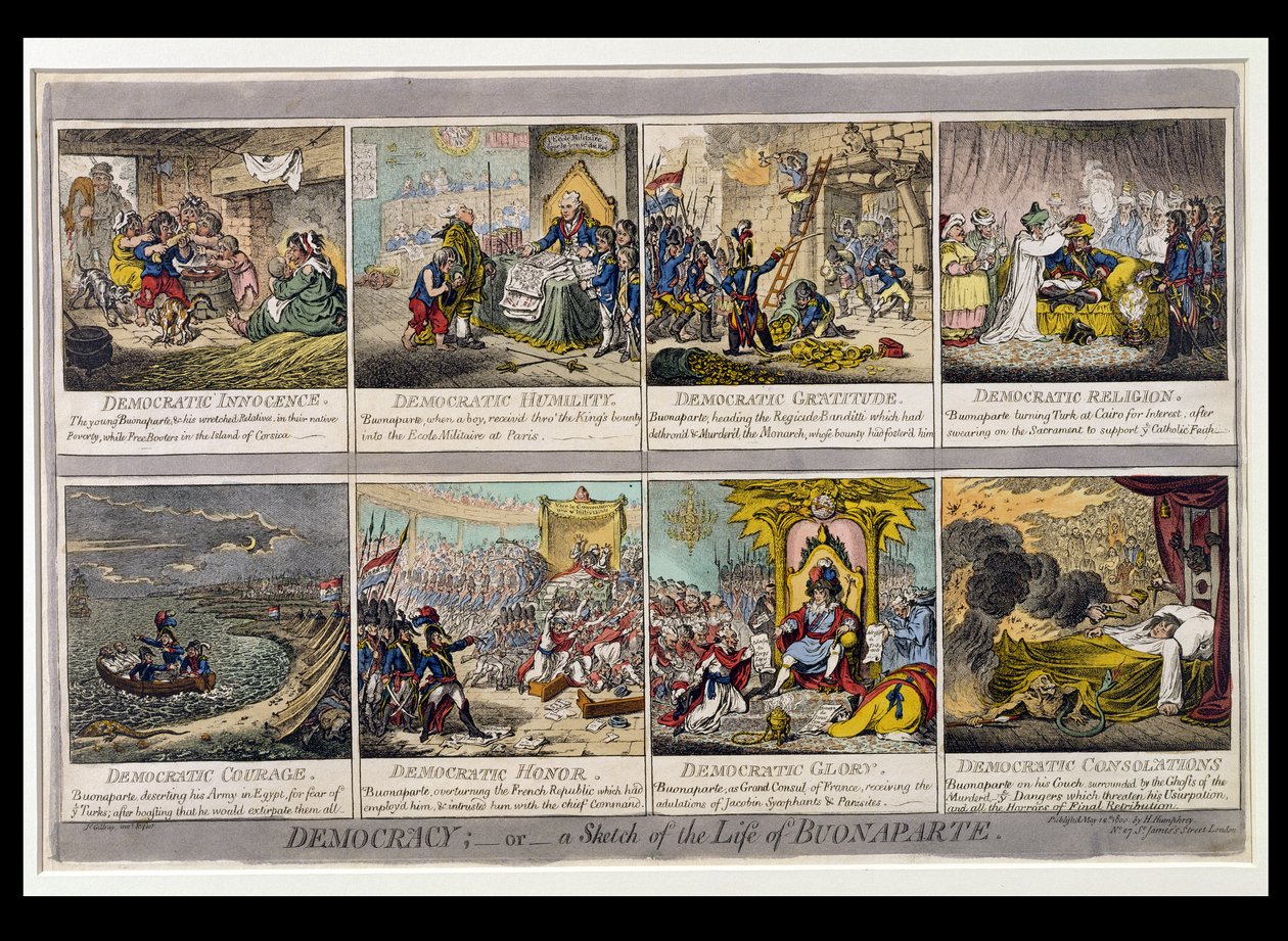 Democracy, or a Sketch of the Life of Buonaparte, published by Hannah Humphrey in 1800 by James Gillray