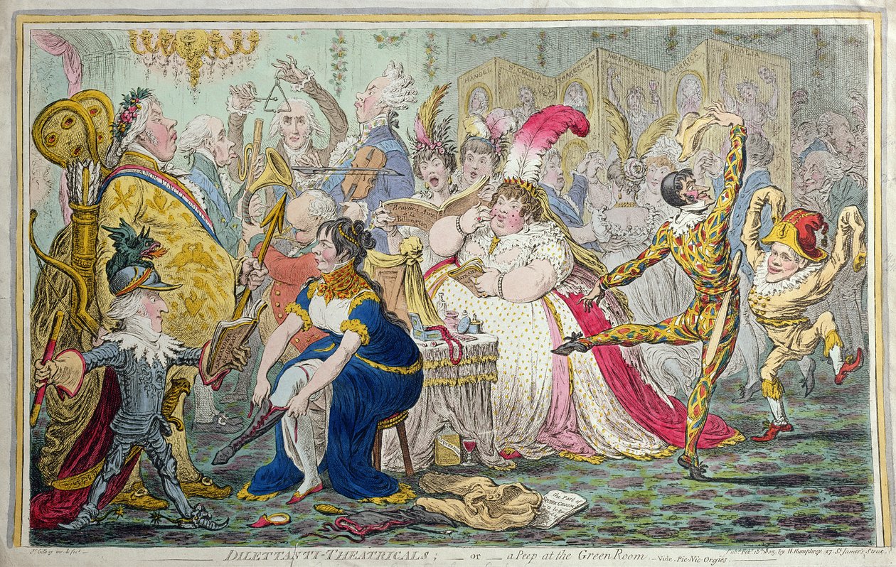 Dilettanti Theatricals, or A Peep at the Green Room, published by Hannah Humphrey in 1803 by James Gillray