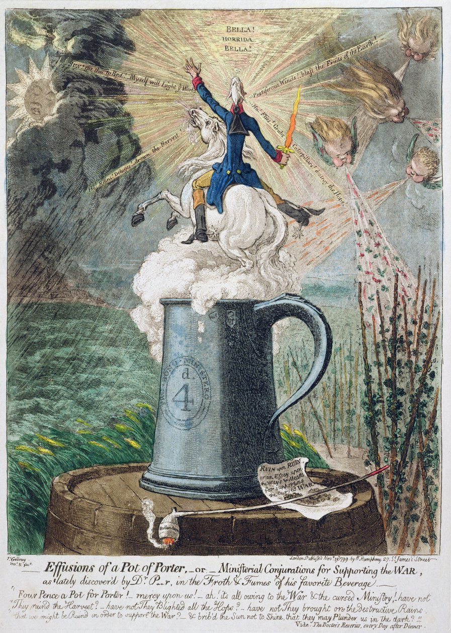 Effusions of a Pot of Porter, or Ministerial Conjurations for Supporting the War by James Gillray