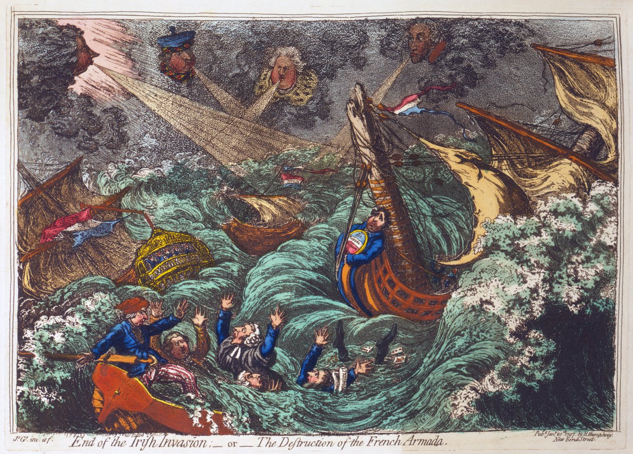 End of the Irish Invasion or the Destruction of the French Armada by James Gillray