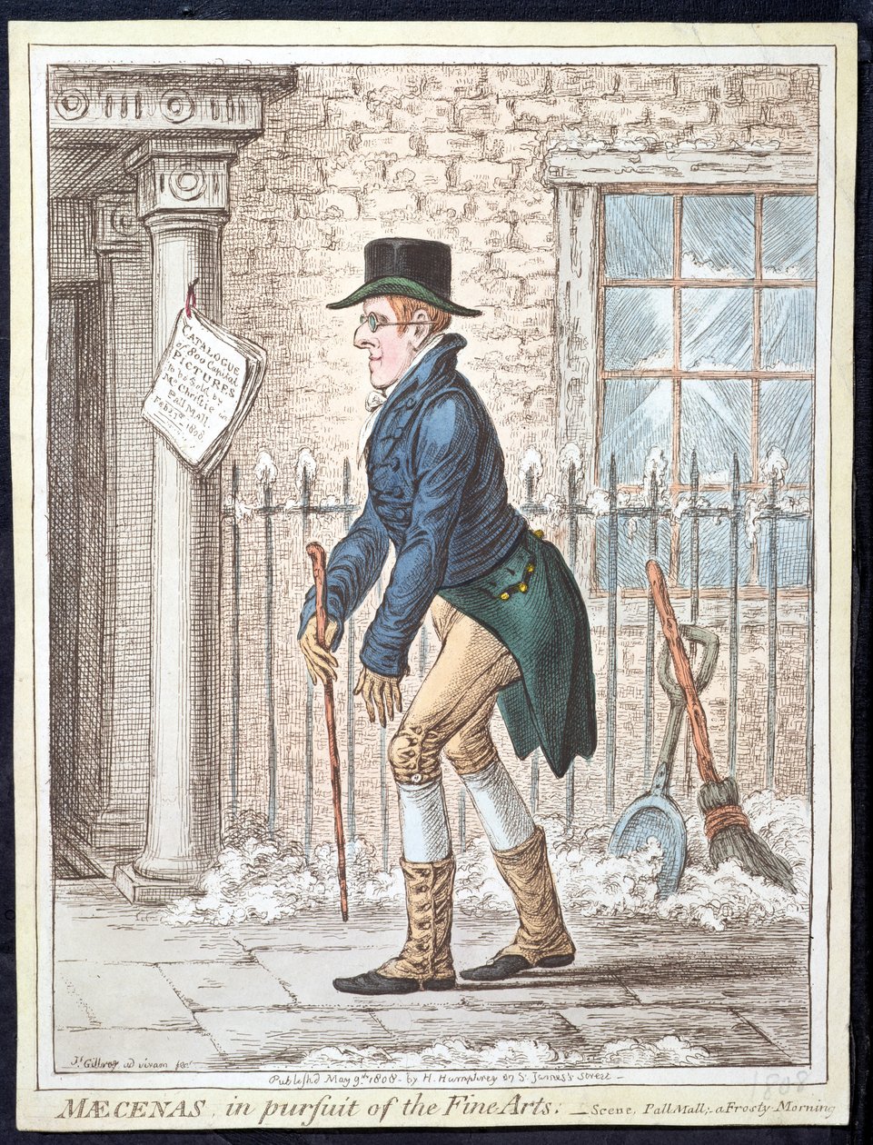 Maecenas in pursuit of the Fine Arts, or Scene, Pall Mall; A Frosty Morning by James Gillray