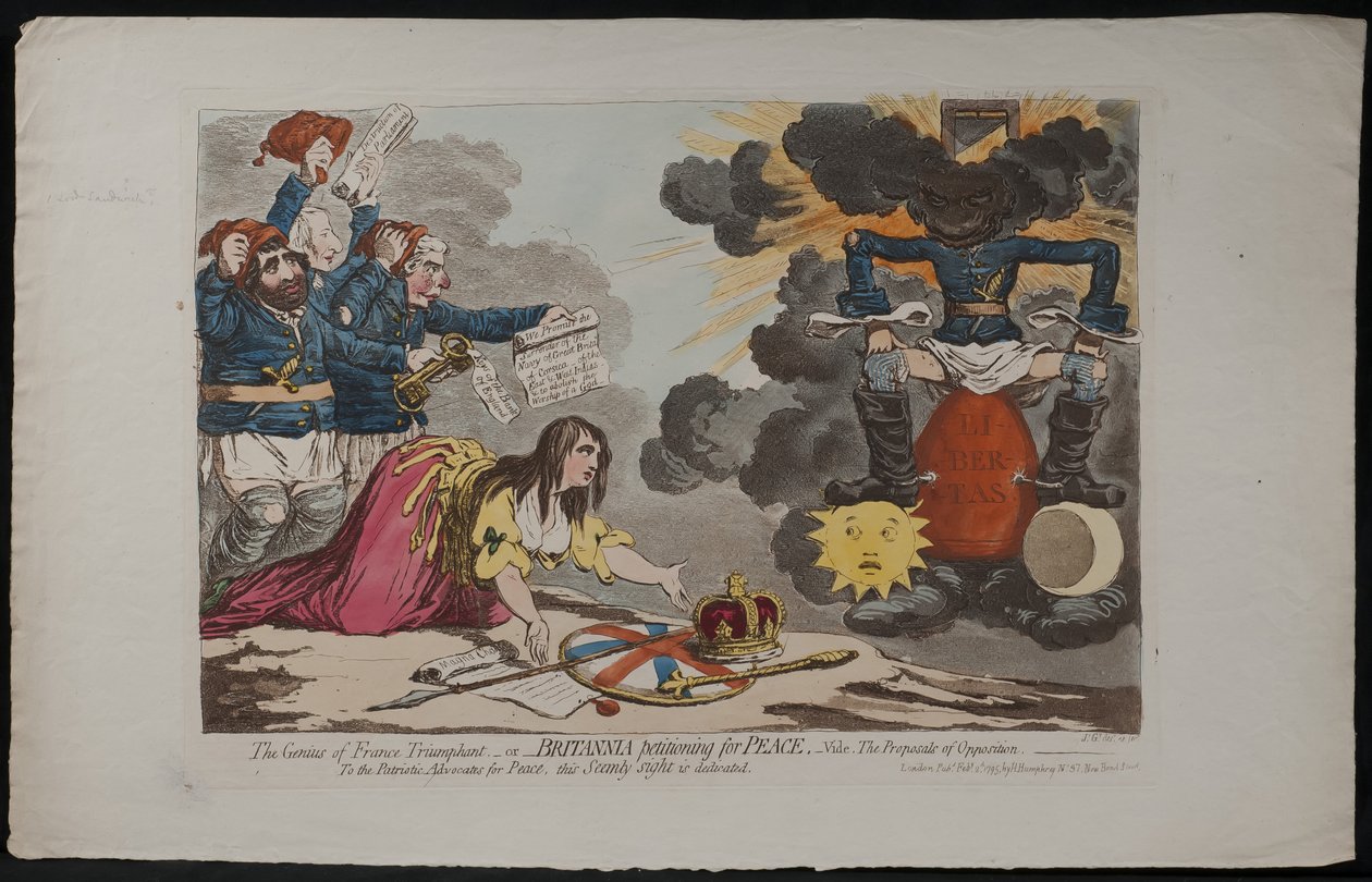 The Genius of France Triumphant – or – Britannia petitioning for Peace, Vide. The Proposals of Opposition, 1795 by James Gillray