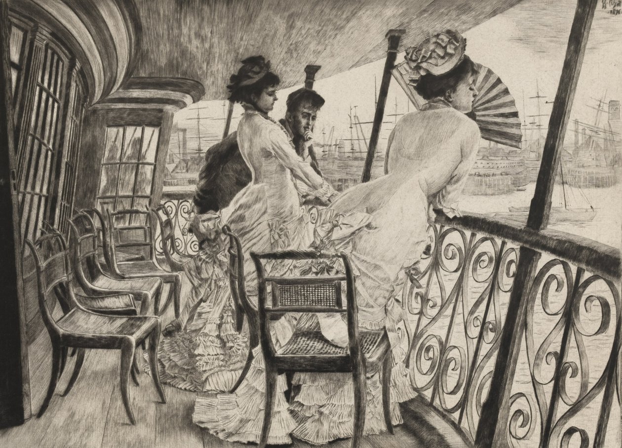 The Gallery of H.M.S. Calcutta (Souvenir of a Ball on Shipboard) by James Jacques Joseph Tissot