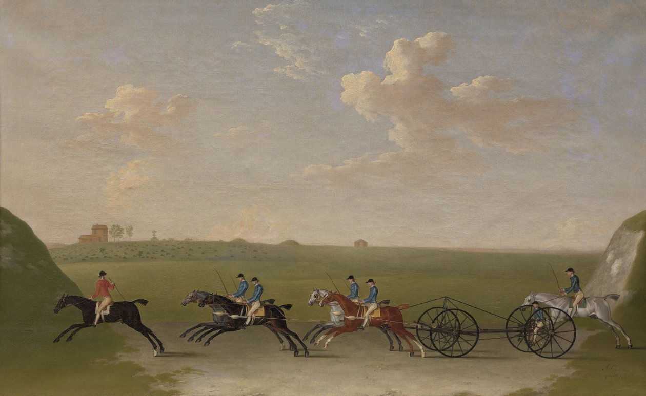 The Chaise Match Run on Newmarket Heath on Wednesday the 29th of August, 1750 by James Seymour