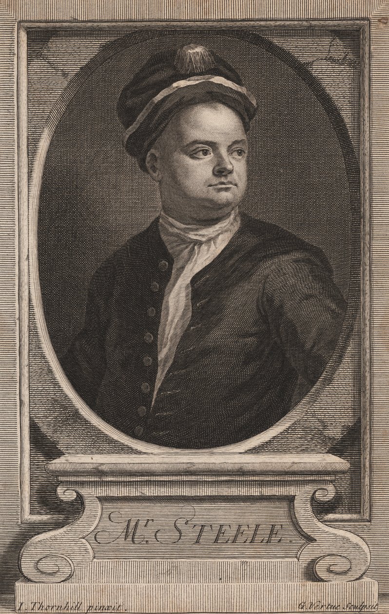 Richard Steele, engraved by George Vertue (1683-1756), c.1714 by James Thornhill