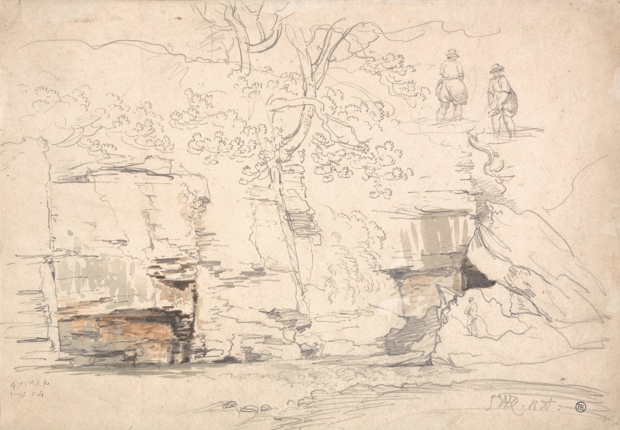 A Rocky Hillside with Trees and Figures by James Ward