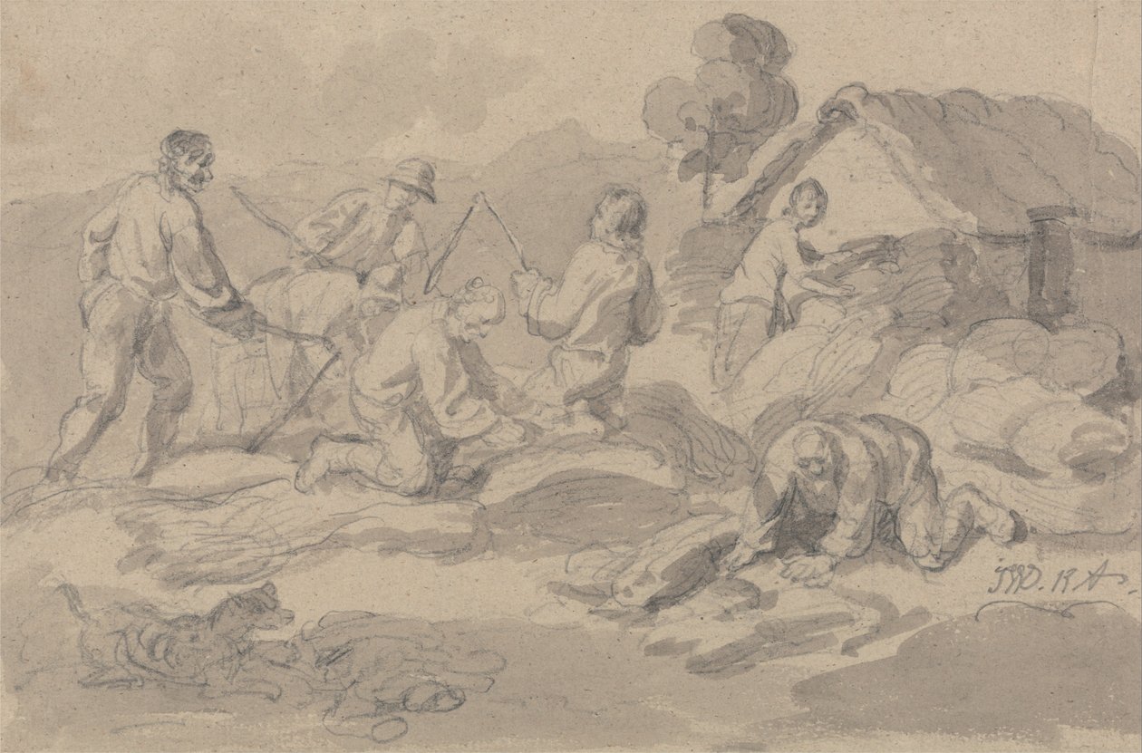 Farm Workers Flailing Corn by James Ward