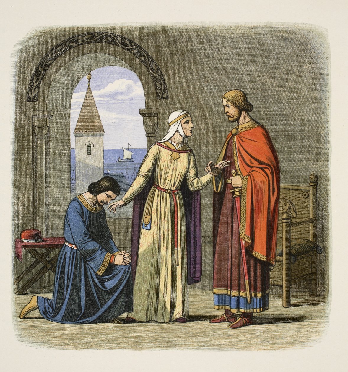 Richard pardons his brother John, 1194, from A Chronicle of England BC 55 to AD 1485, pub. London, 1863 by James William Edmund Doyle