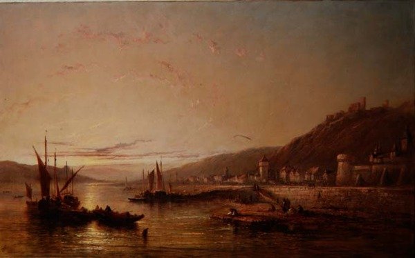 Fishing Boats at Sunset by James Edwin Meadows