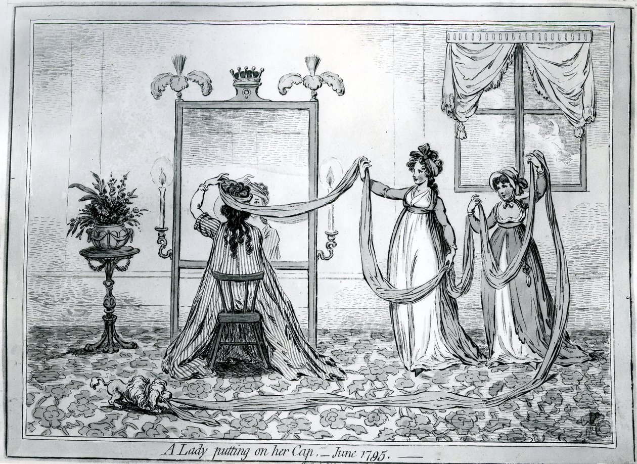 A Lady Putting on Her Hat by James Gillray