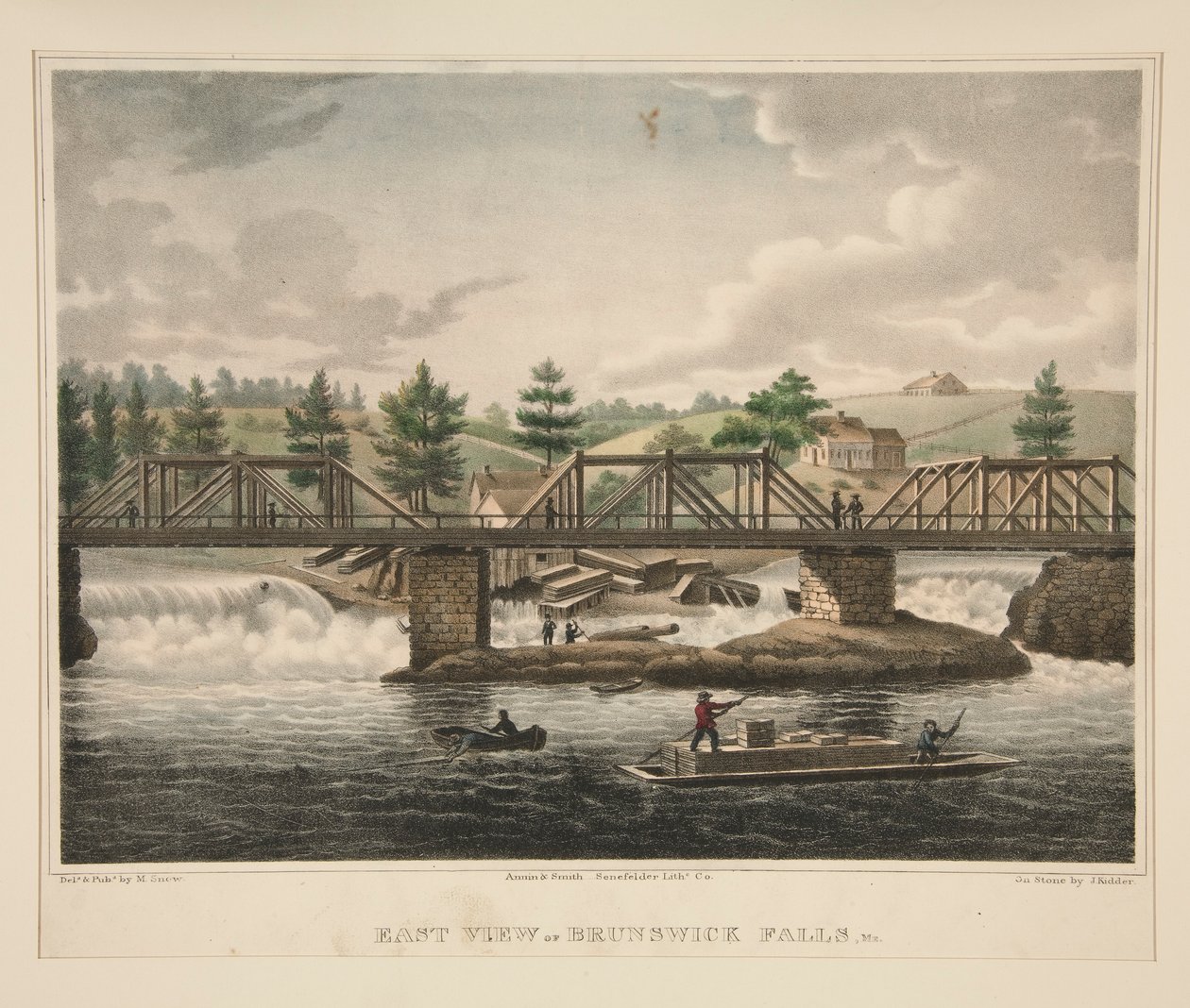 East View of Brunswick Falls, Me. by James Kidder