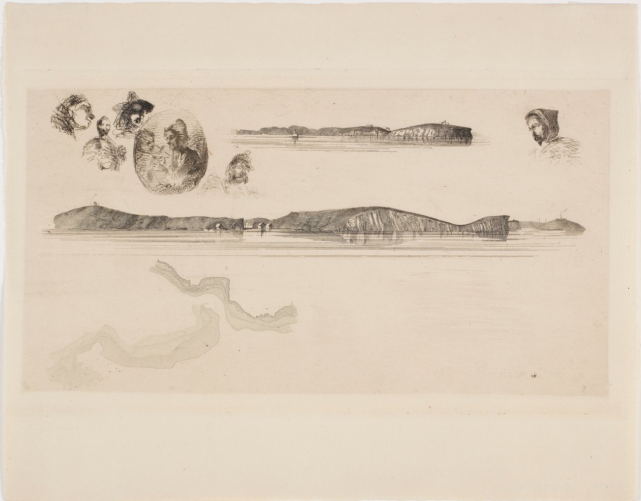 Sketches on the Coast Survey Plate by James Abbott McNeill Whistler
