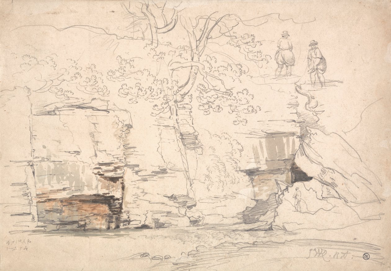 A Rocky Hillside with Trees and Figures by James Ward