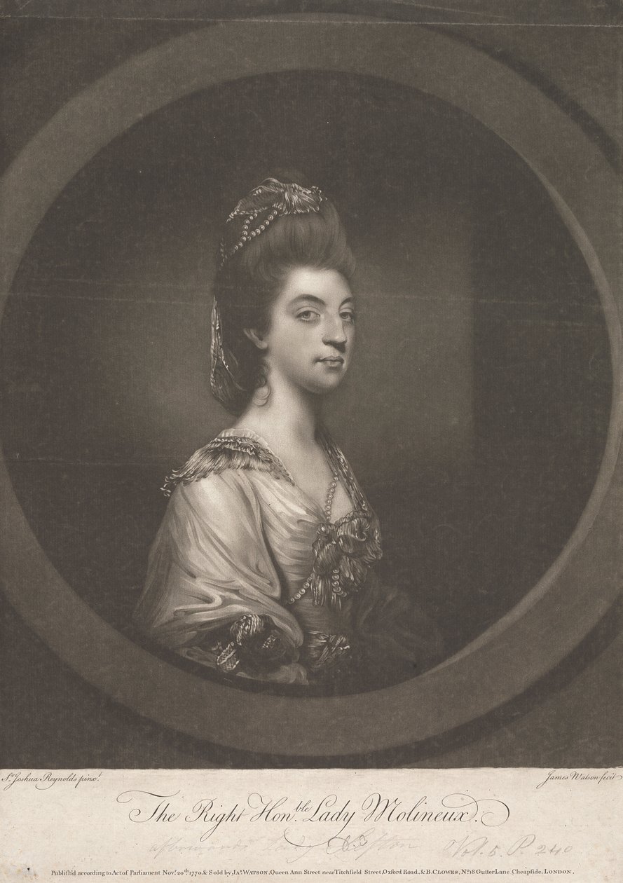 Isabella Molyneux (née Stanhope), Countess of Sefton by James Watson