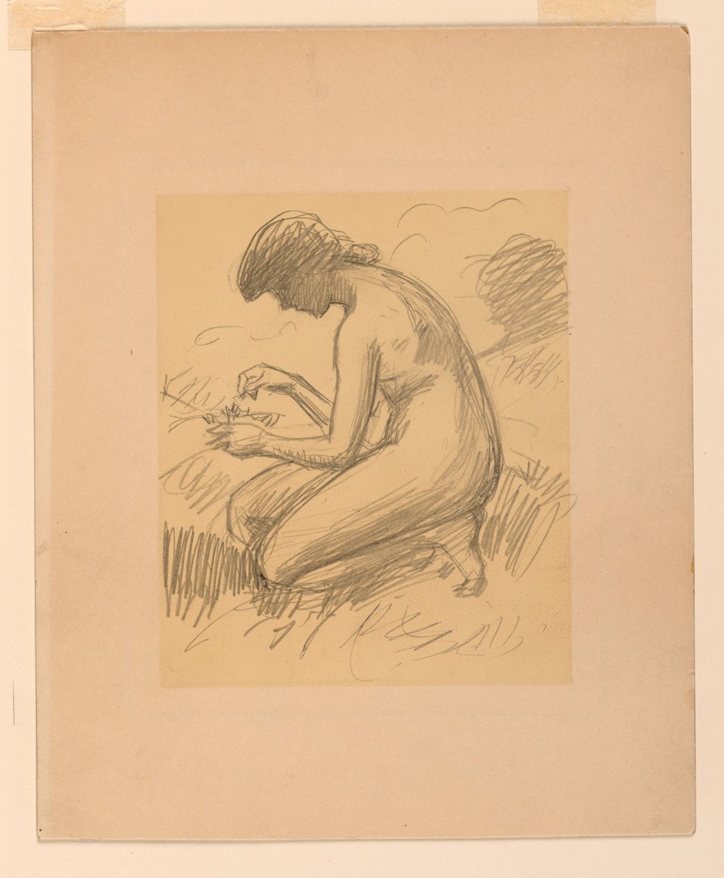 Crouching Female Nude by James Wells Champney