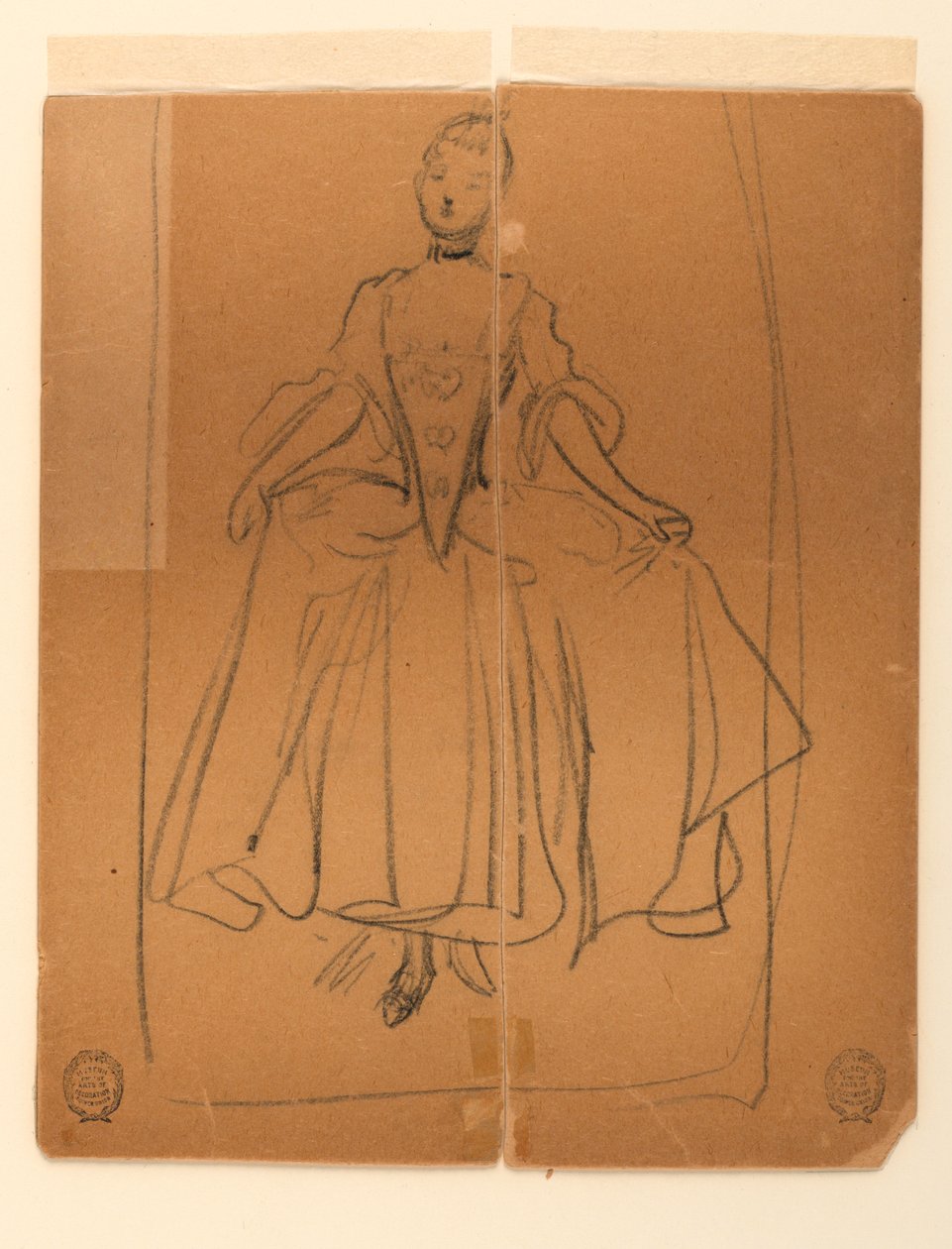 Sketch of Woman in Period Costume by James Wells Champney