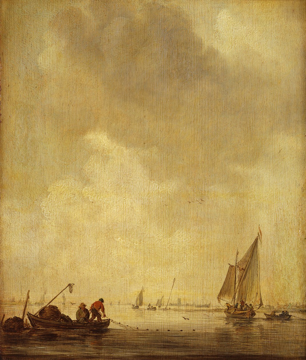 A River Scene with Fishermen Laying a Net by Jan Josephsz van Goyen