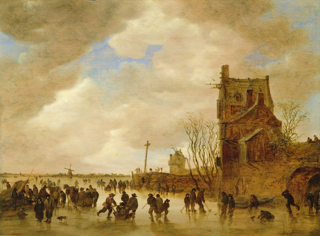 A Winter Skating Scene by Jan Josephsz van Goyen