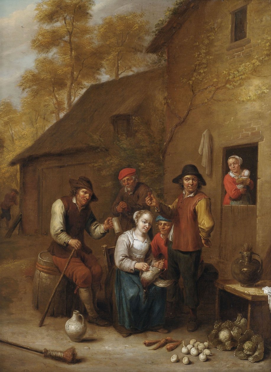Farmers in Front of a House by Jan Baptist Nollekens