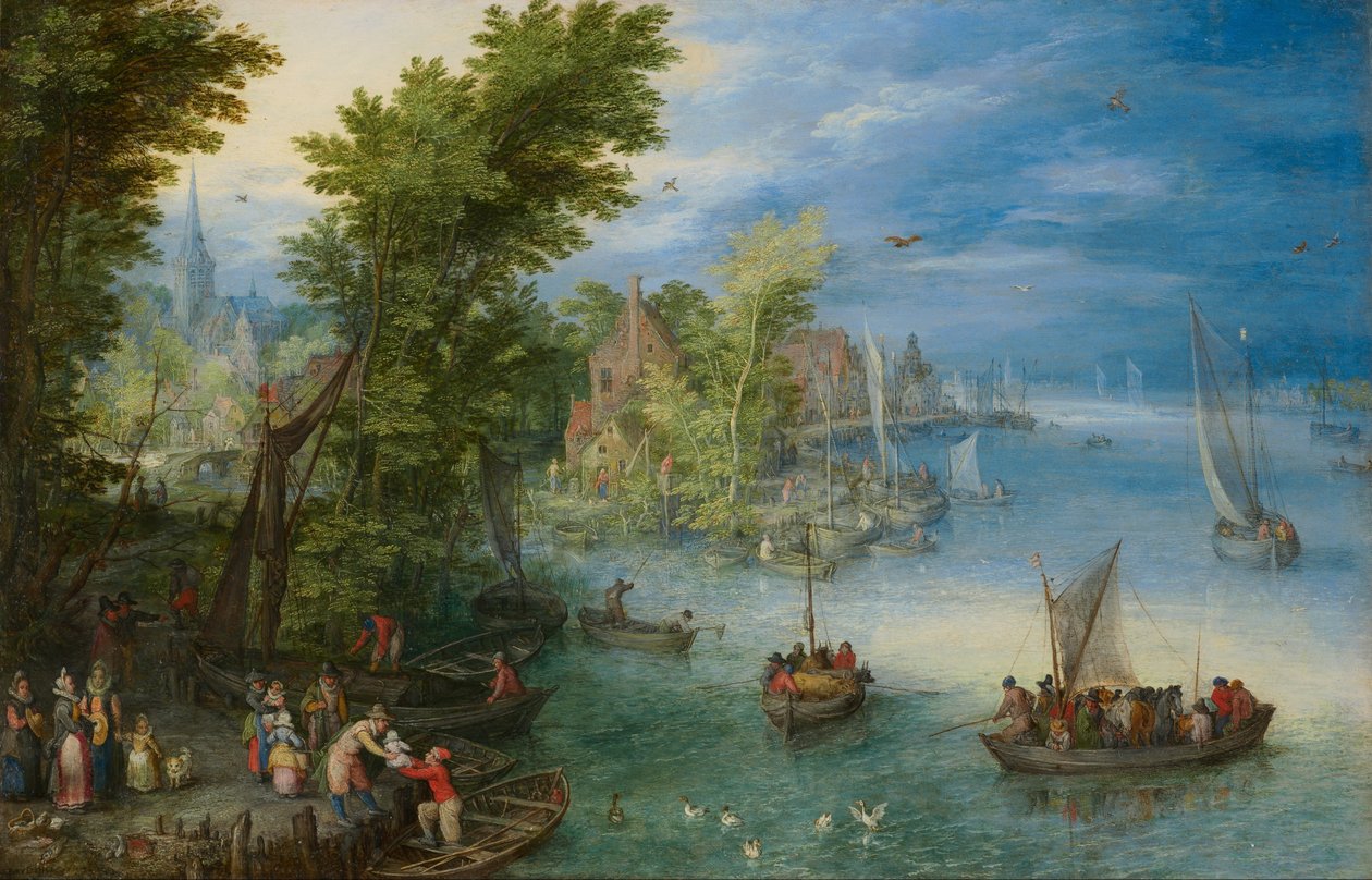 River Landscape by Jan the Elder Brueghel