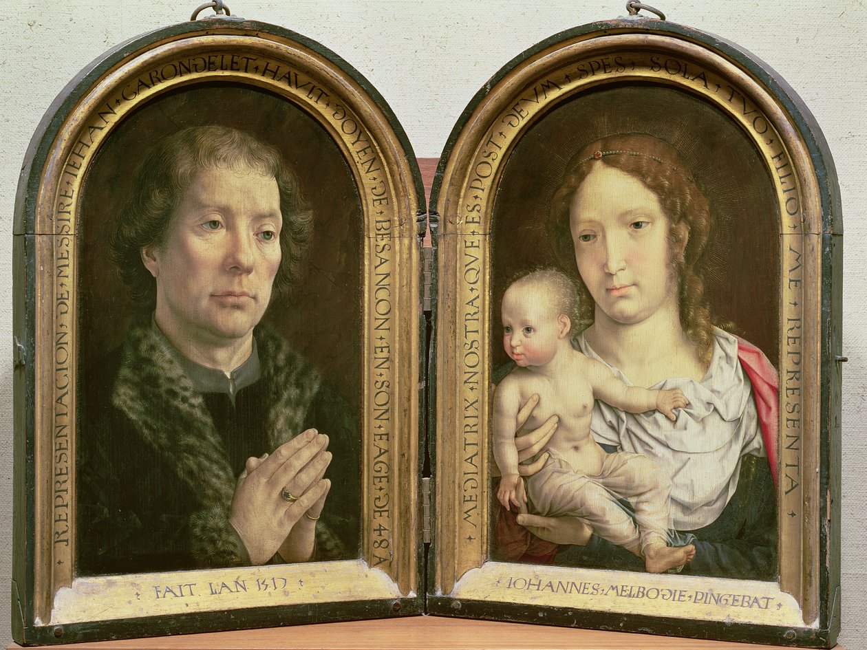 The Carondelet Diptych; Portrait of Jean Carondelet and Madonna and Child (detail) by Jan Gossaert