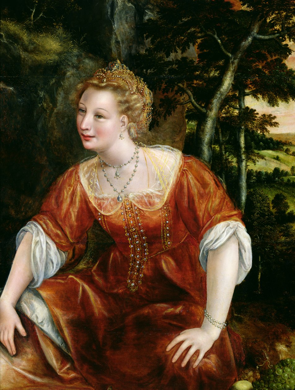 Young Girl in a Landscape by Jan Massys or Metsys