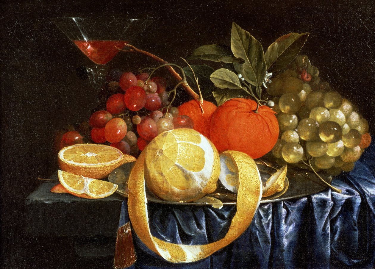 Still Life of Grapes, Oranges and a Peeled Lemon by Jan Pauwel the elder Gillemans
