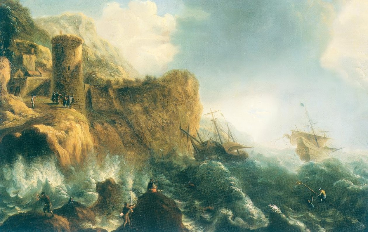 Shipwreck on a Rocky Coast by Jan Peeters