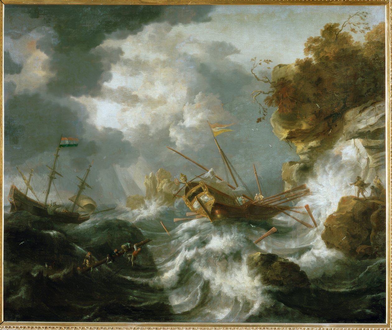Ships in Distress on the Coast by Jan Peeters