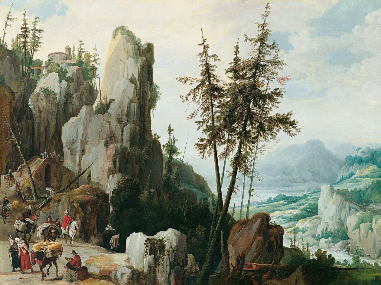 Rocky Landscape with Travelers by Jan Tilens