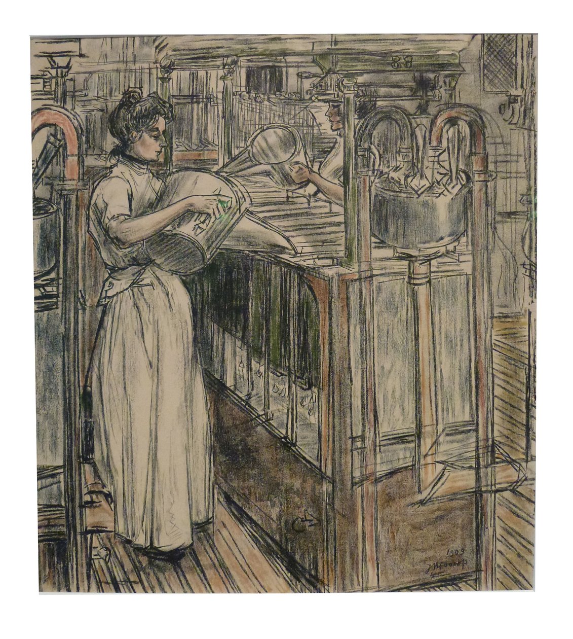 Foundry 1 of the 12 Lithographs Toorop Made About Candle Making by Jan Toorop