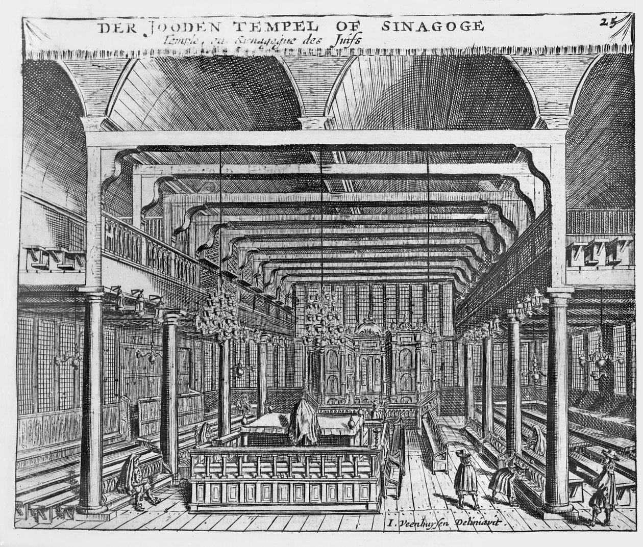 Interior of a Jewish Synagogue by Jan Veenhuysen