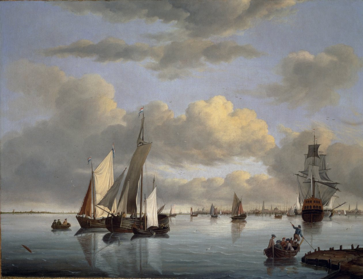 Shipping on the Ijsselmeer with Amsterdam in the Distance by Jan Wubbels