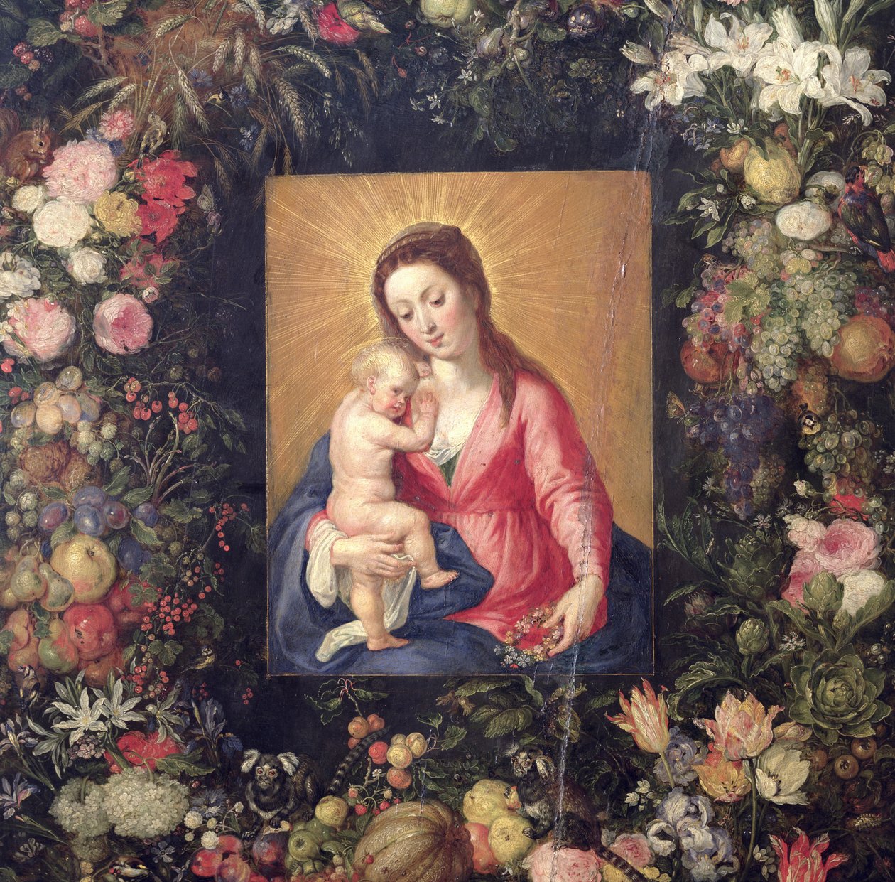 Garland of Fruit and Flowers with Virgin and Child (detail) by Jan the Elder Brueghel