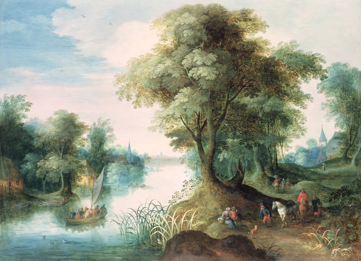 River Landscape by Jan the Elder Brueghel