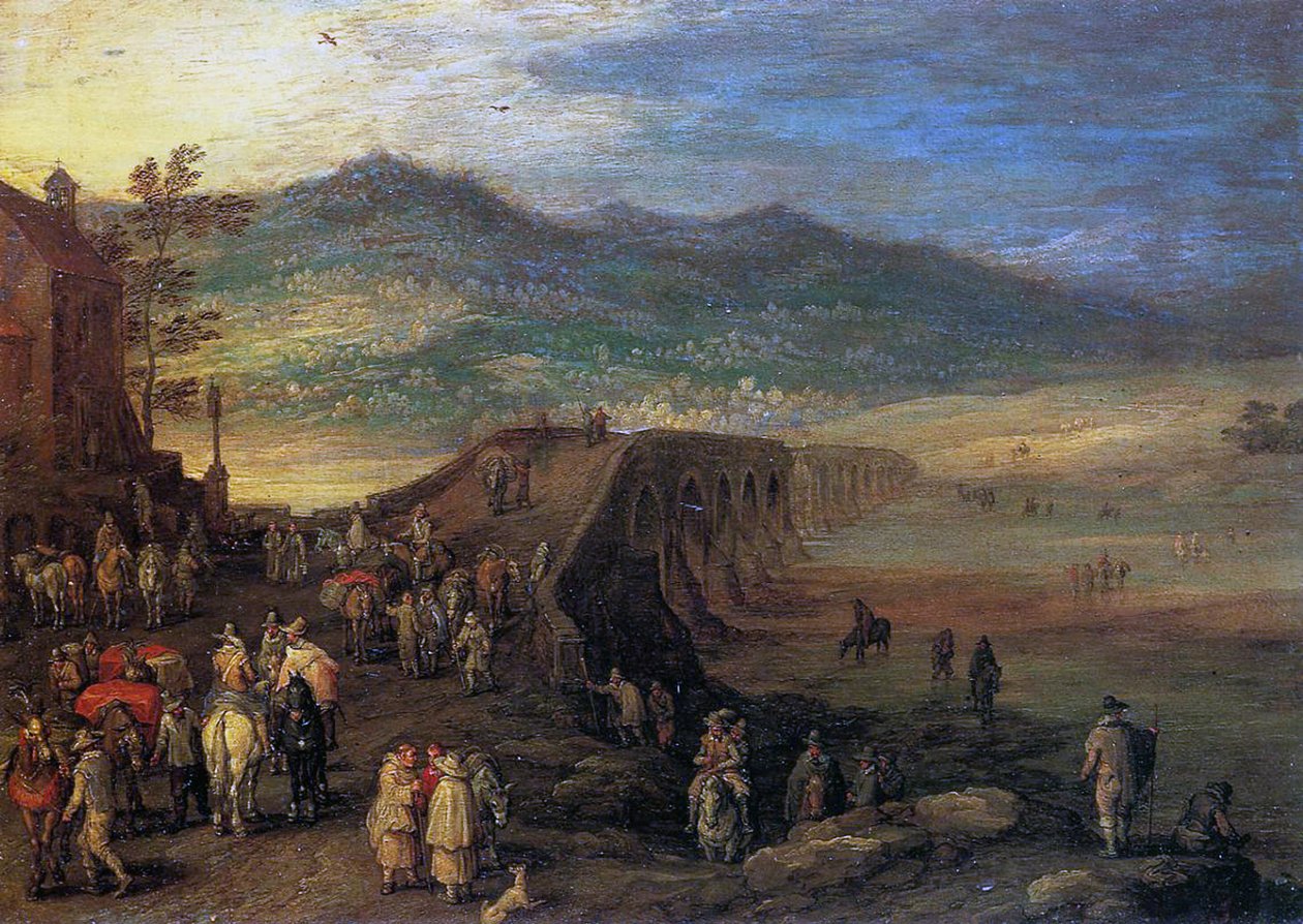 Travellers at the Bridge of Talavera by Jan the Elder Brueghel