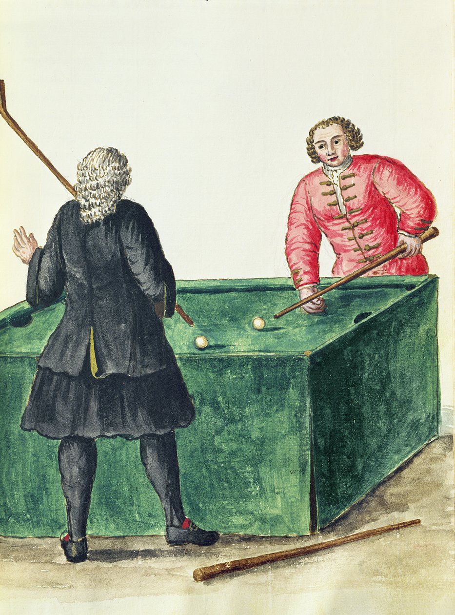 Two Venetian Noblemen Playing Billiards by Jan van Grevenbroeck