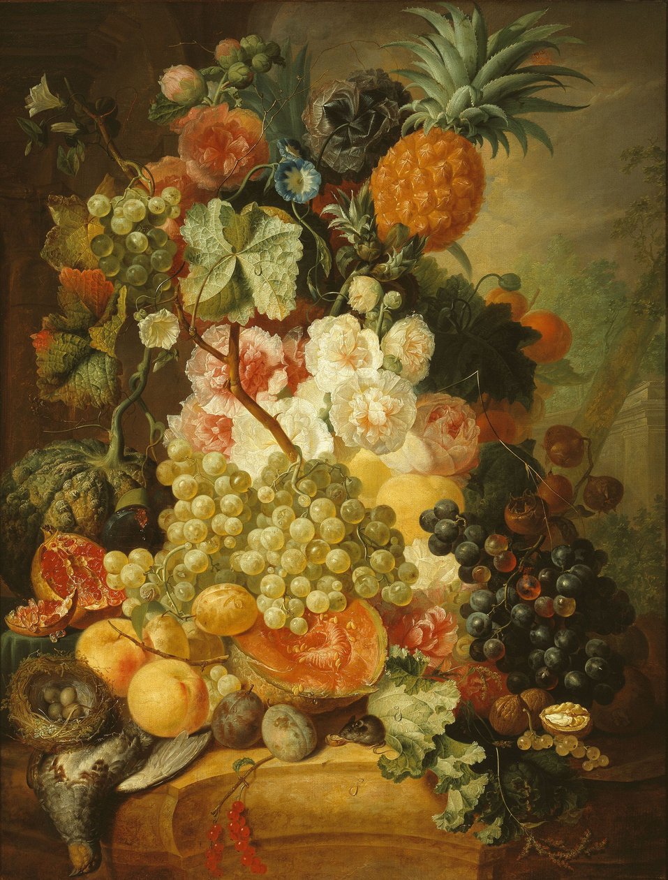 Still Life with Flowers and Fruits by Jan van Os