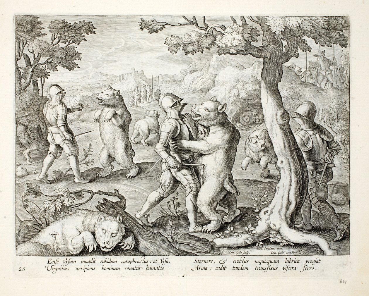 Men in Heavy Armour Attack Bears by Stabbing Them in the Vitals, illustration from 
