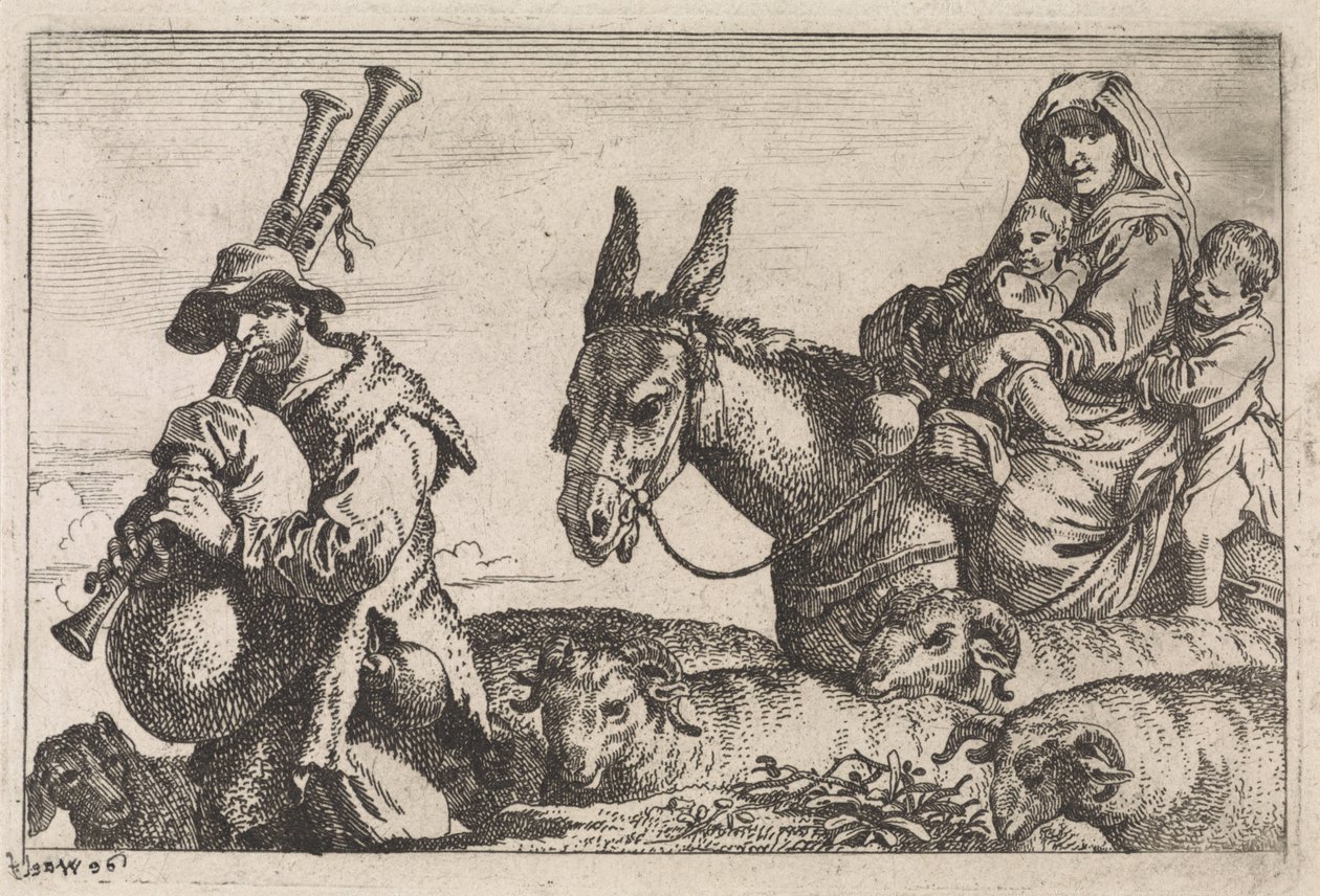 The Bagpiper (Various Genre Scenes) by Jan Baptist de Wael